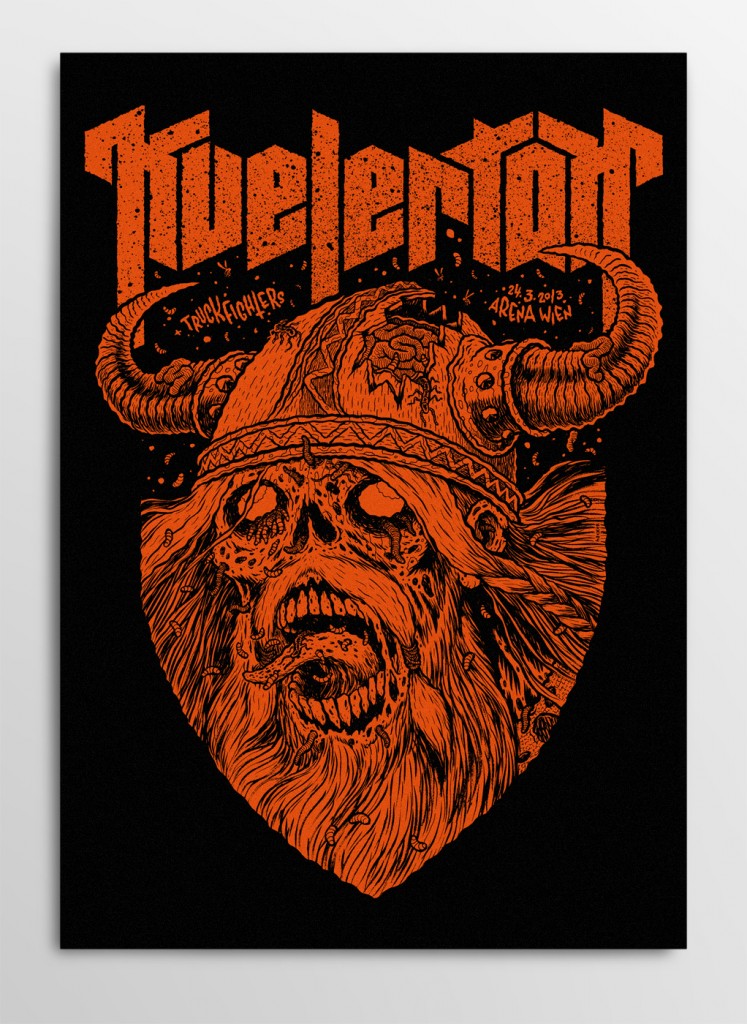 Screen printed Kvelertak zombie viking poster by Michael Hacker