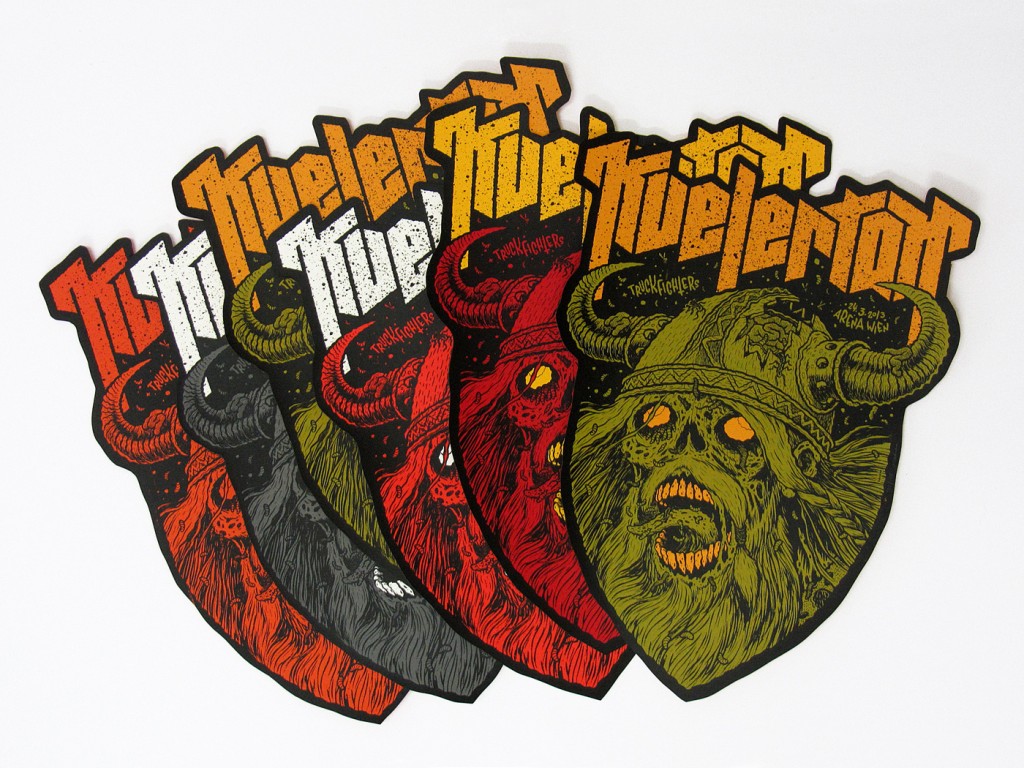 Screen printed gig poster for Kvelertak and Truckfighters at Arena Wien by illustrator Michael Hacker