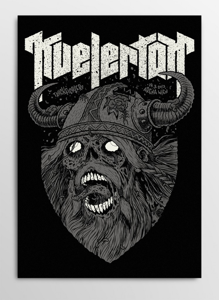 Screen printed Kvelertak zombie viking poster by Michael Hacker