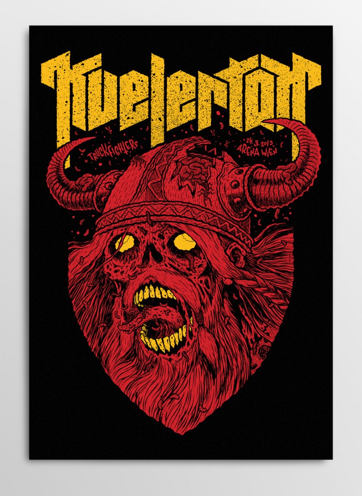 Screen printed Kvelertak zombie viking poster by Michael Hacker