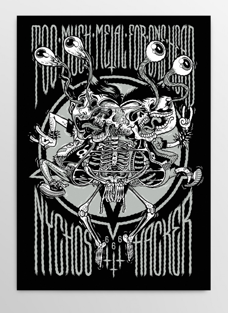 Nychos Hacker - Too Much Metal For One Head Too Much Metal For One Head illustration by Michael Hacker and Nychos