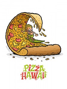 Pizza Hawaii cartoon by Michael Hacker
