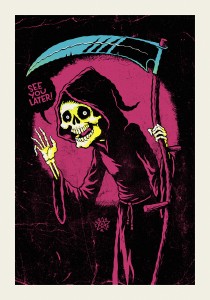 See you later! Polite But Still Grim Reaper screen print by illustrator Michael Hacker