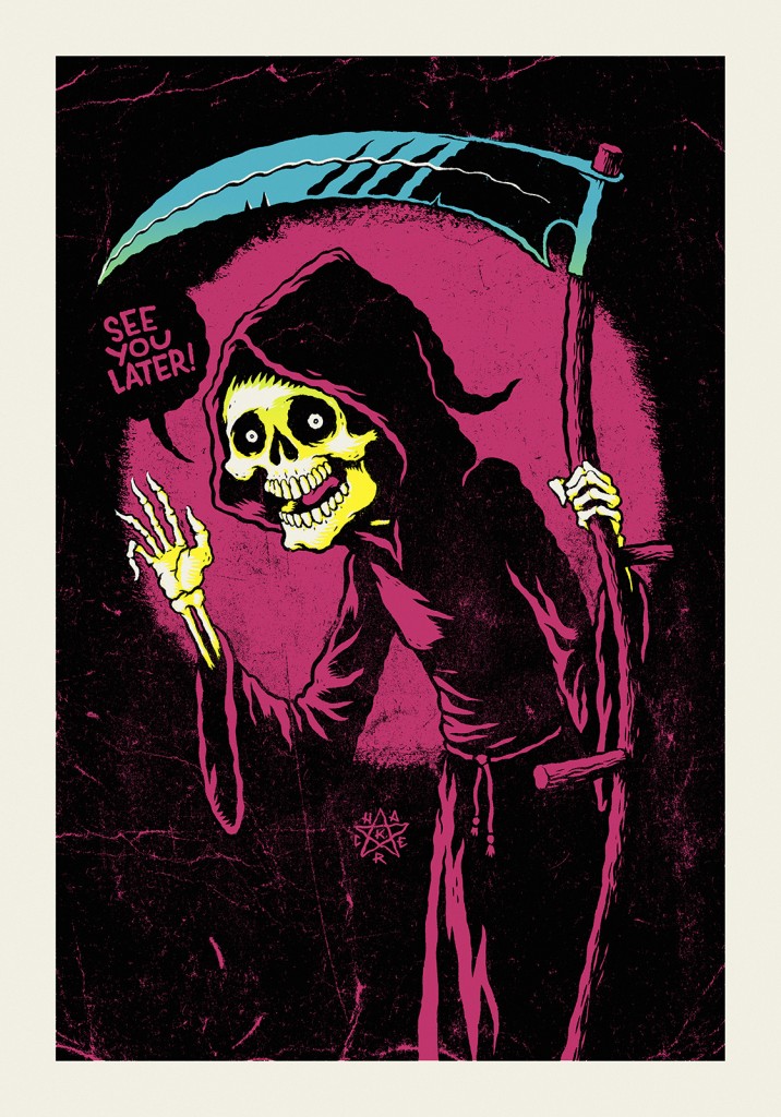 See you later! Polite But Still Grim Reaper screen print by Michael Hacker