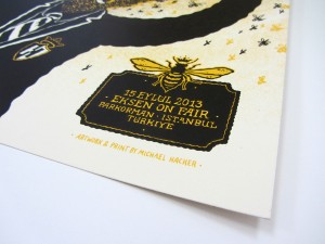 Screen printed gig poster for The Hives at Eksen on Fair in Istanbul by illustrator Michael Hacker